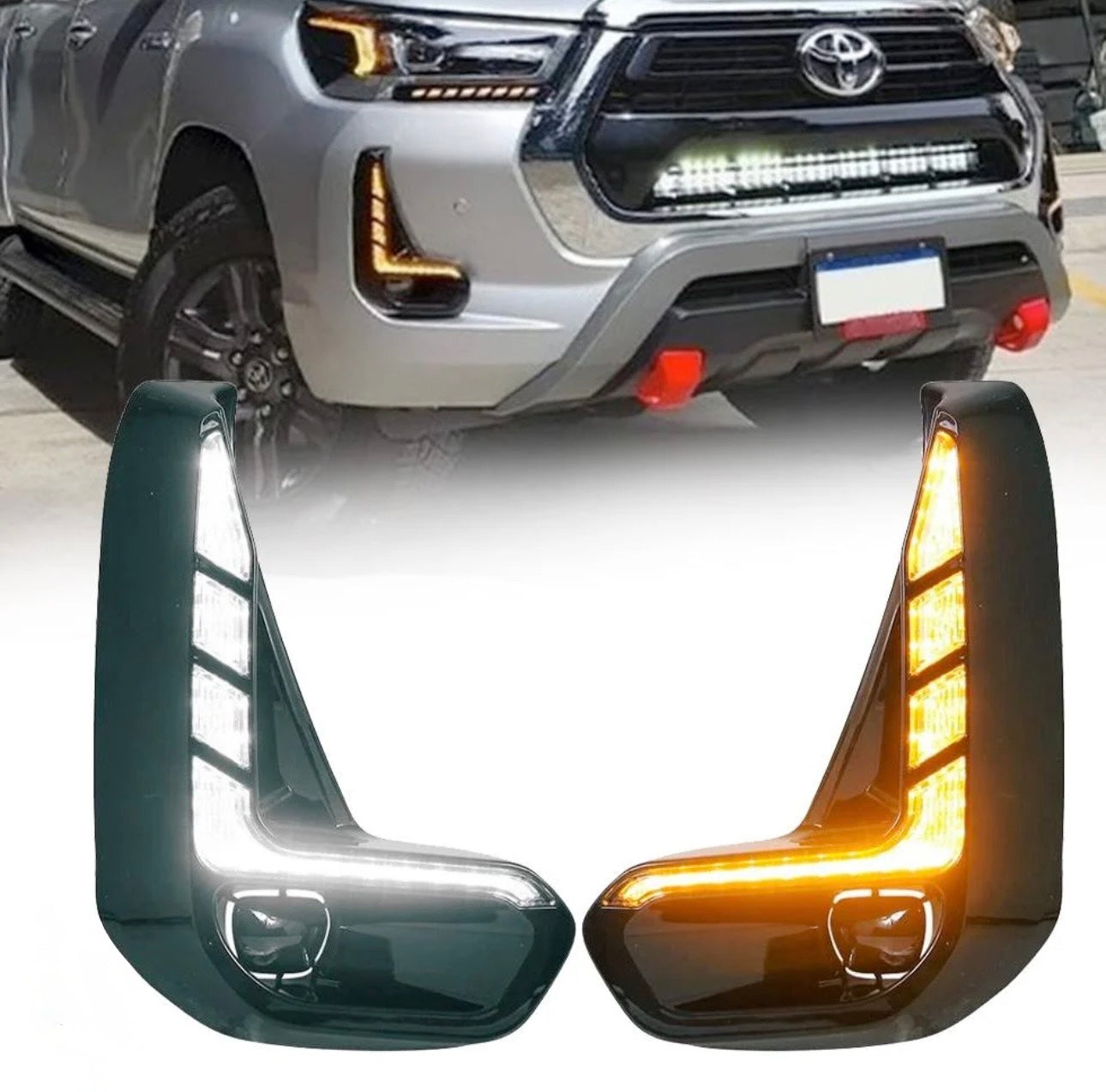 Toyota Hilux 2020+ Fog Light covers with DRL + indicators