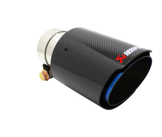AKRAPOVIC GEN 2 SINGLE BLUE TAILPIPE TIP CARBON GLOSS 60-89MM