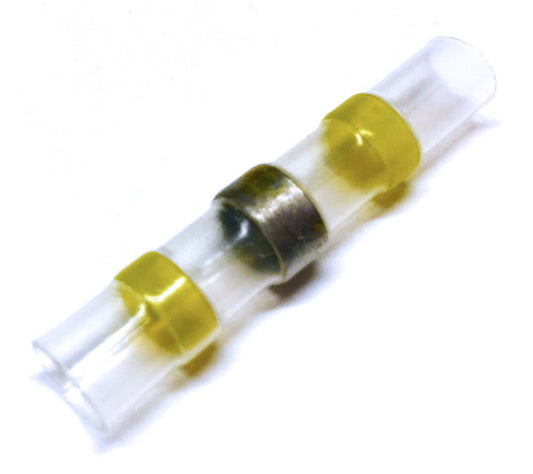 Heat Shrink Solder Sleeve Crimpless Butt Connectors Yellow 12-10 AWG