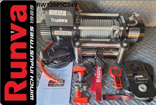 Runva Winch 12,000lb 24V with Steel Cable