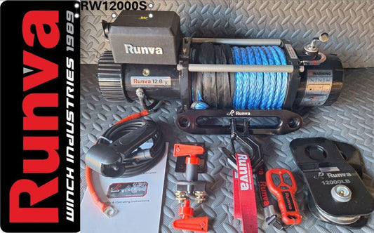 Runva Winch 12,000lb 12V with Synthetic Rope