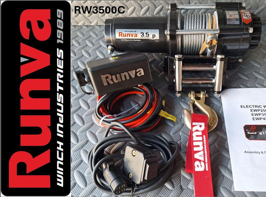 Runva Winch 3,500lb 12V with Steel Cable Wired Remote