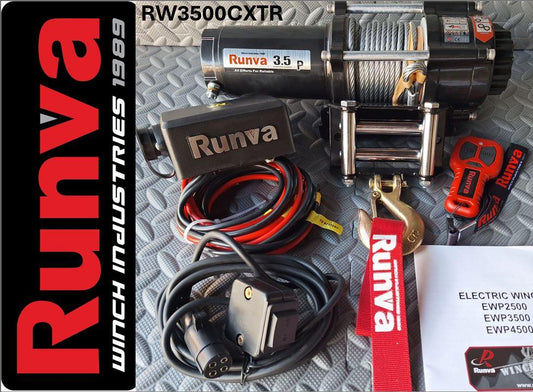 Runva Winch 3,500lb 12V with Steel Cable Wired & Wireless Remote