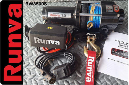 Runva Winch 3,500lb 12V with Synthetic Rope Wired Remote