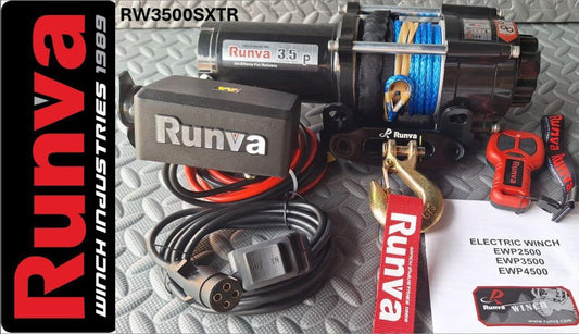 Runva Winch 3,500lb 12V with Synthetic Rope Wired & Wireless Remote
