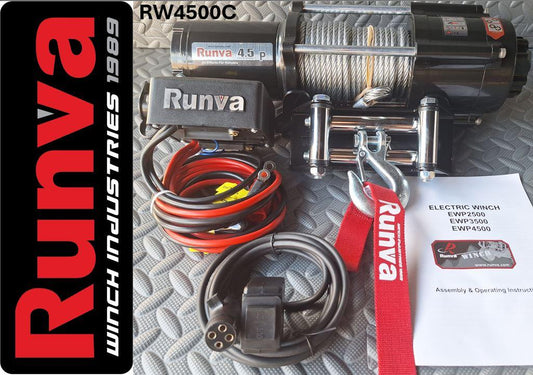 Runva Winch 4,500lb 12V with Steel Cable