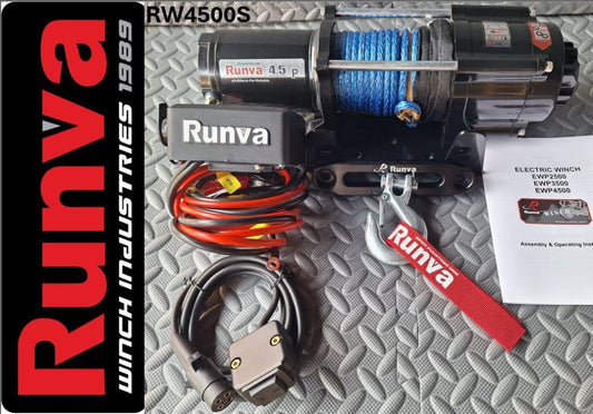 Runva Winch 4,500lb 12V with Synthetic Rope