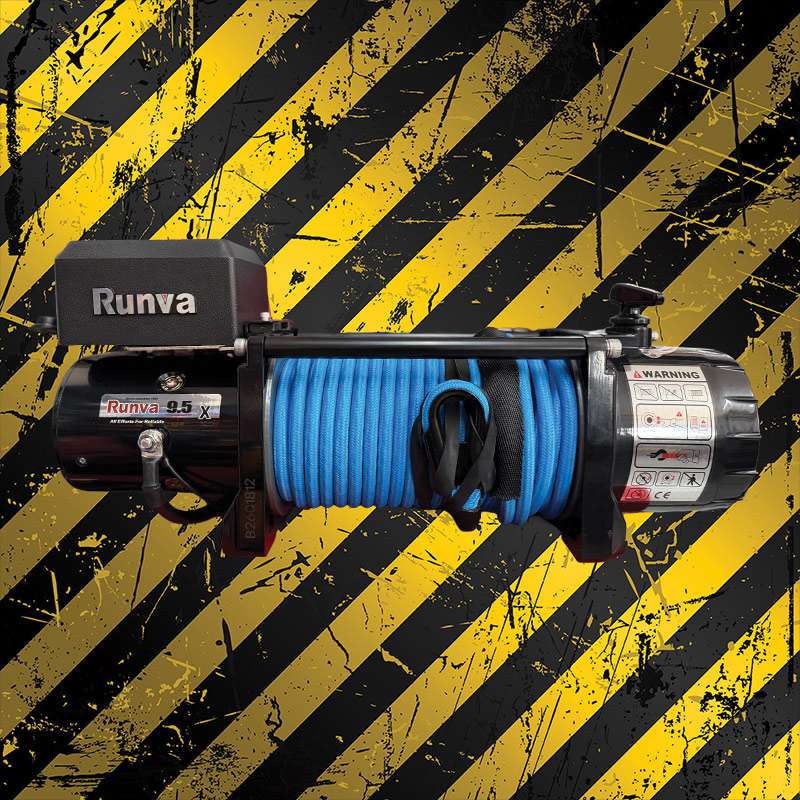 Runva Winch 9,500lb 12V with Armortech Synthetic Rope Heavy Duty Off-Road Winch