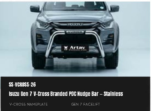 Isuzu Gen 7 V-Cross Branded PDC Nudge Bar Stainless
