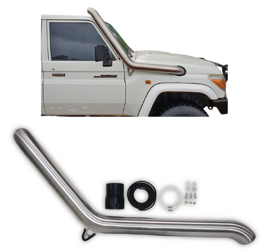 LANDCRUISER 76, 78, 79 SERIES STEEL SNORKEL KIT CHROME