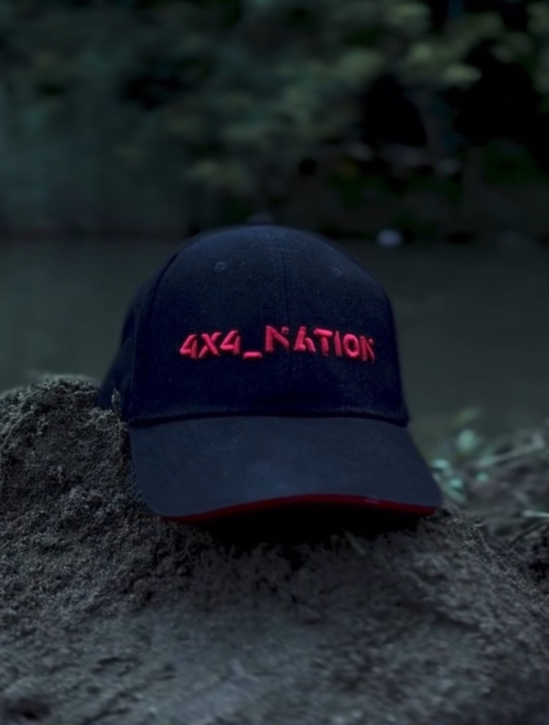 4x4 Nation Cap Brushed Cotton Red and Black