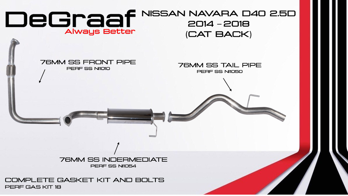 Nissan Navara D40 2.5 Diesel - 2014-2018 (CAT Back)