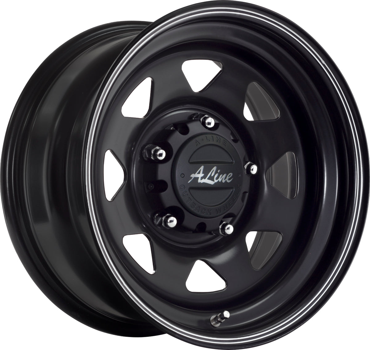 Black Spoke Front Dome Dual Silver Pinstripe Steel Wheel