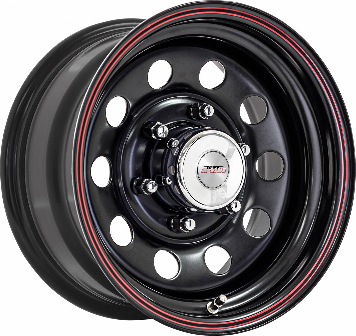 Black Modular Dual Red Pinstripe Steel Wheel