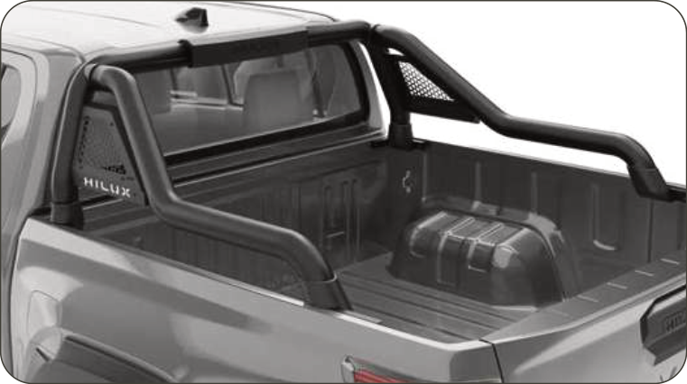 Toyota Hilux 2026 Black Stainless Steel Long Leg Sill Mount Sports Bar