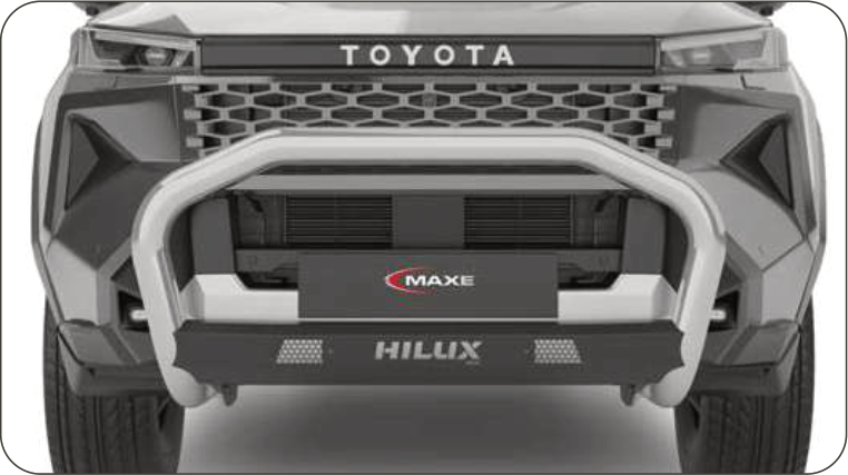Toyota Hilux 2026 Polished Stainless Steel Parking Sensor Compatible Nudge Bar