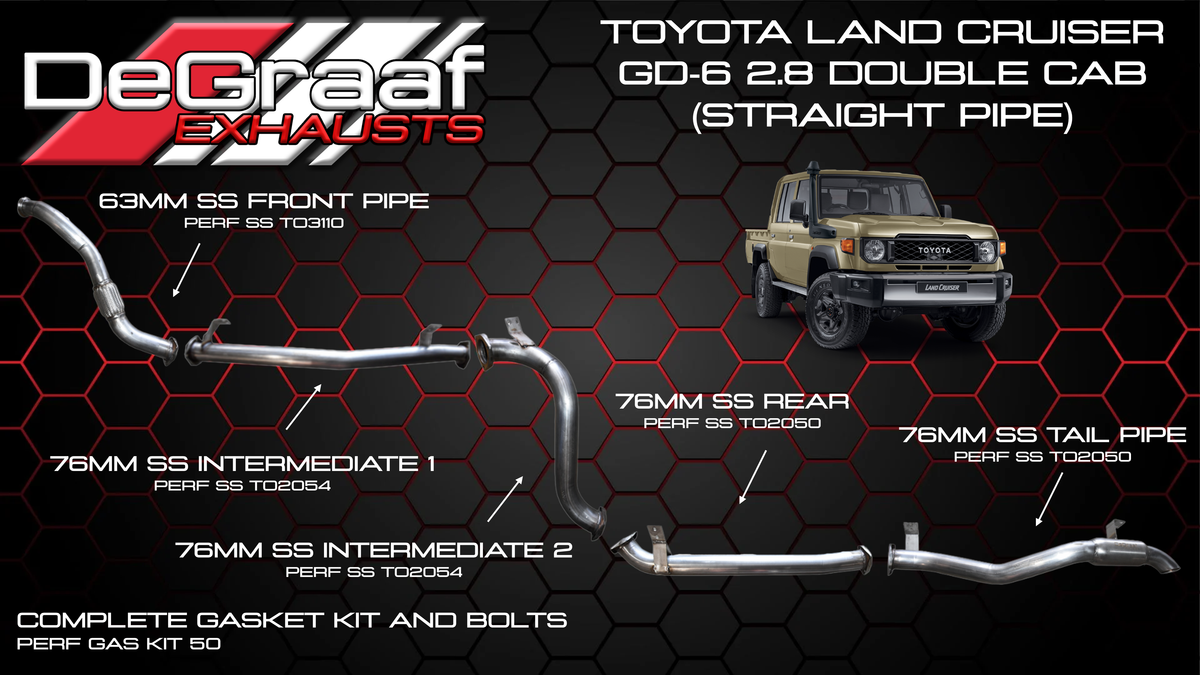 Toyota Land Cruiser 2.8 GD-6 '79 Series Double Cab Pipe Only System