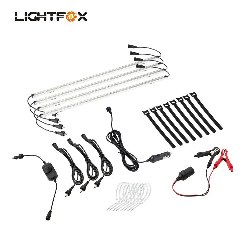 Lightfox 12V White LED Camping Strip Light Kit – 4 Piece