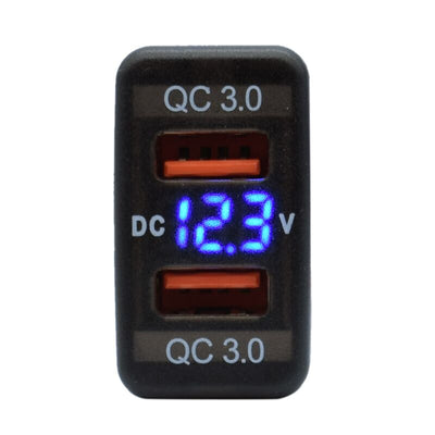 Toyota Vigo Dual USB QC3.0 Charger & Voltmeter (40x20mm) - Blue LED