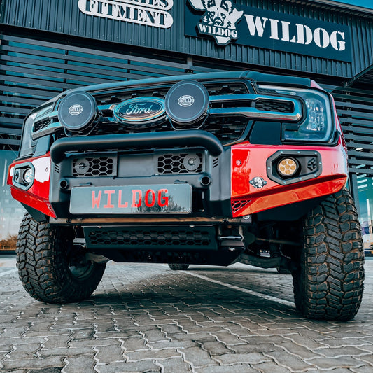 Ford Ranger Next Gen K9 Front Replacement Bumper, Round Nudge Bar, Spotlight Brackets, Colour