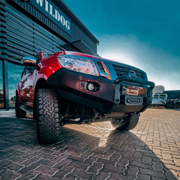 Navara 2017+ Front Replacement Bumper, Round Nudge, Spotlight Brackets, Colour - Wildog Nissan Navara accessory