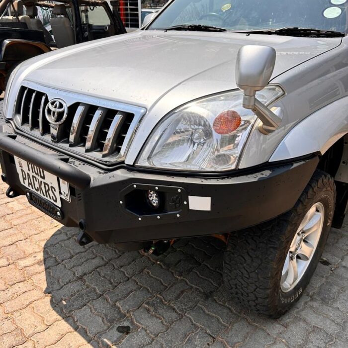 Land Cruiser Prado 120 Front, Round Nudge, Spotlight Brackets, Black - Toyota Land Cruiser 120