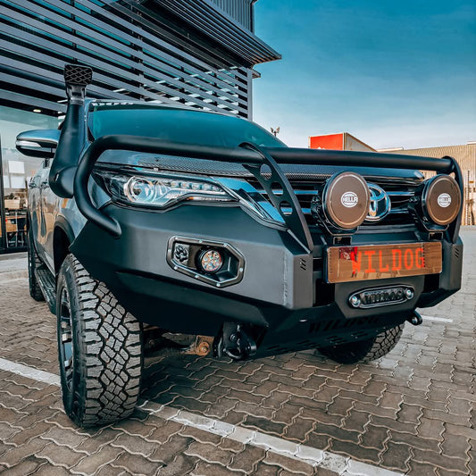 Toyota Fortuner (2016+) Hunter Front Replacement Bumper, Spotlight Brackets, Black