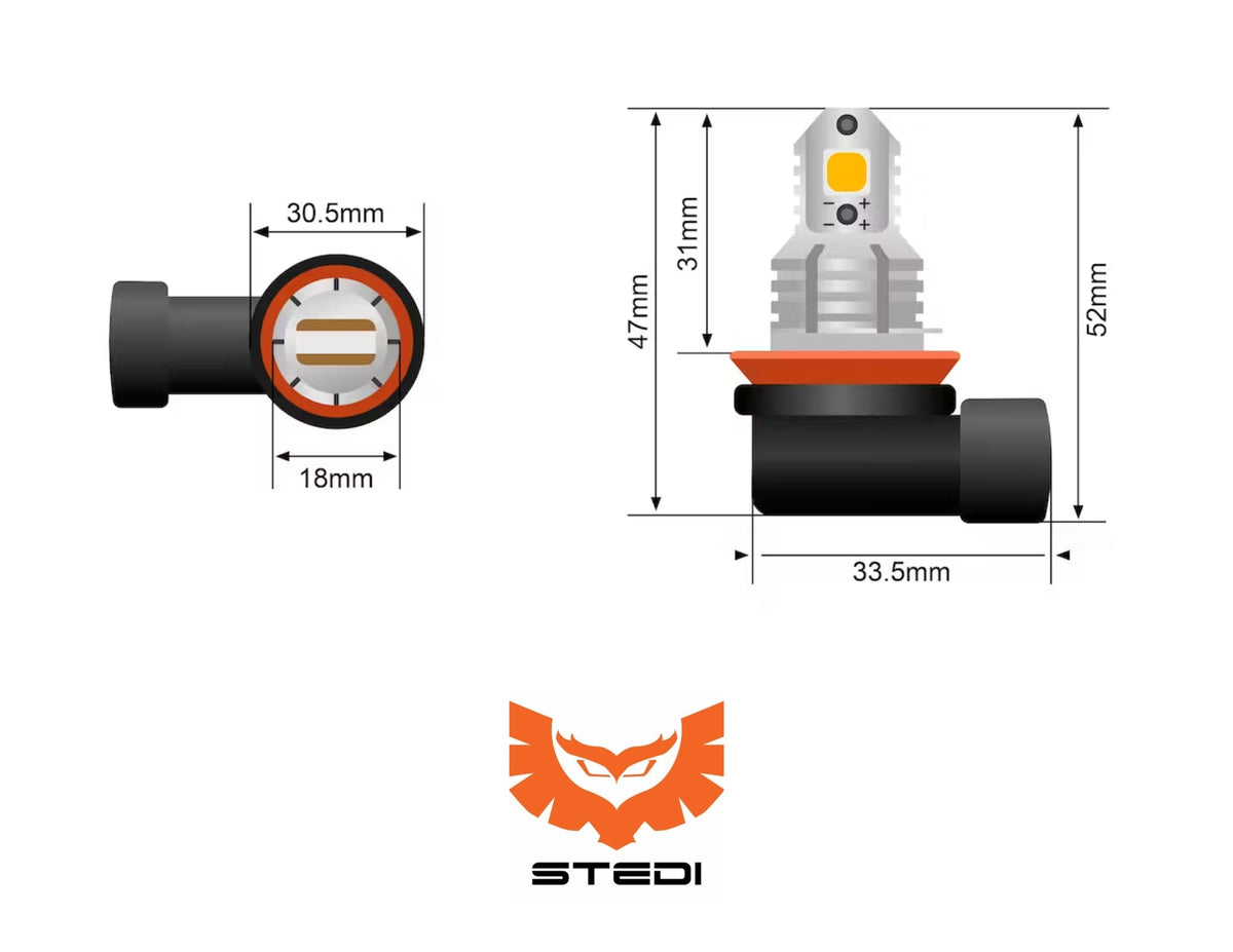 STEDI H16 LED Fog Light Bulbs — H8 / H9 / H11 (Pair) — view 2