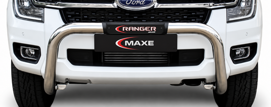 Ford Ranger Next Gen Polished Stainless Steel Parking Sensor Compatible Nudge Bar with Branded Cover