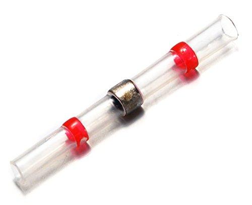 Heat Shrink Solder Sleeve Crimpless Butt Connectors Red 18-22 AWG