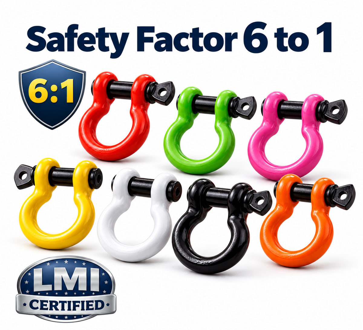 3.25T Screw Pin Bow Shackle - Red