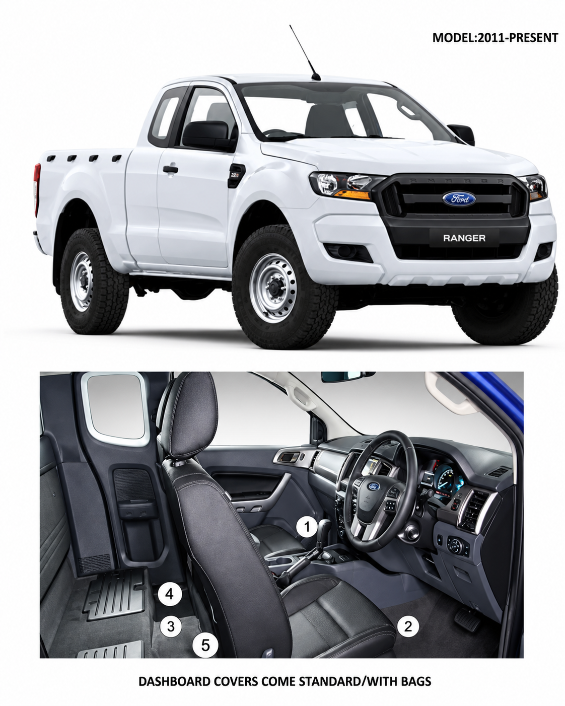 Ford Ranger 2011–2022 Right Rear Mat