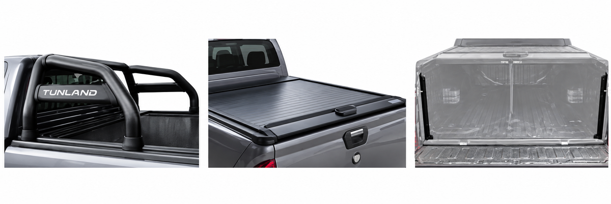 Foton Tunland G7 Black Coated Stainless Steel Sports Bar, RollaTop, And Dust Defence Kit