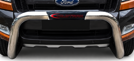 Ford Ranger Wildtrak T6/T7 Polished Stainless Steel Nudge Bar with Branded Cover