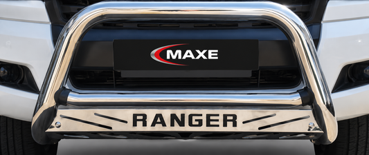 Ford Ranger T6/T7 Polished Nudge Bar with Sump Guard – Not Parking Sensor Compatible