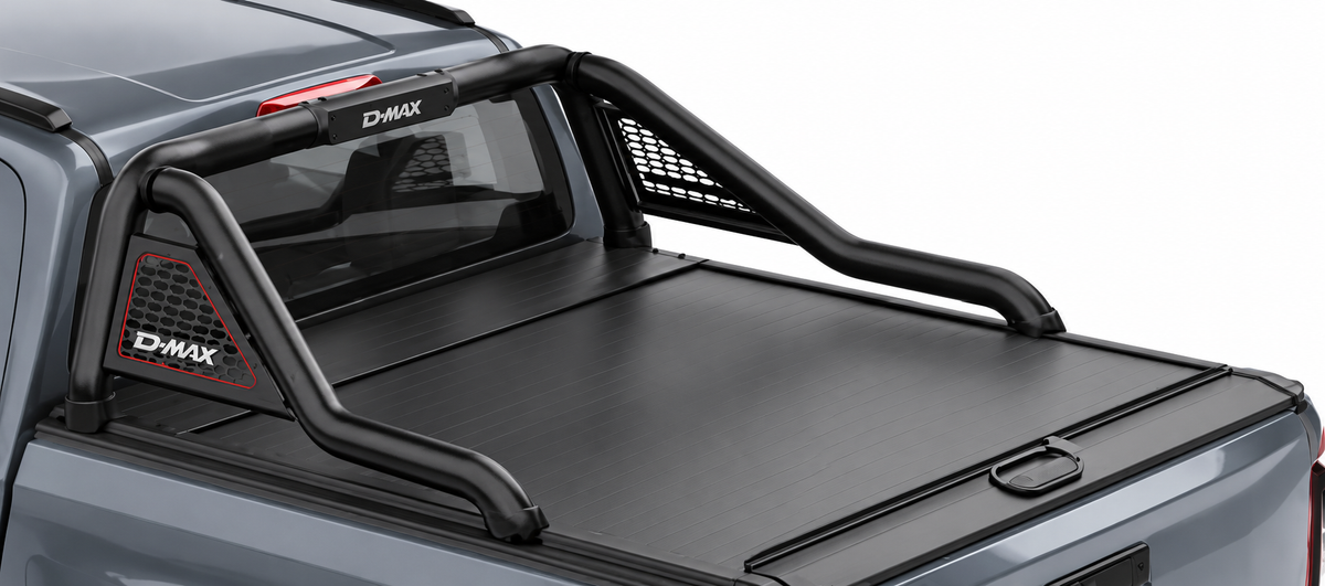 Isuzu D-Max Gen 7 Black Stainless Steel Long-Leg Sports Bar – RollaTop Compatible – Double Cab
