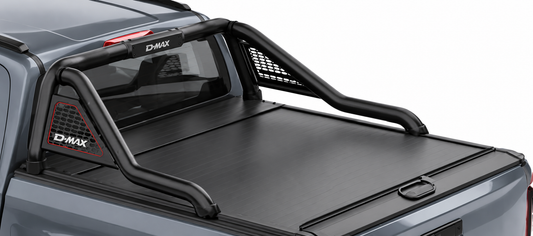 Isuzu D-Max Gen 7 Black Stainless Steel Long-Leg Sports Bar – RollaTop Compatible – Double Cab