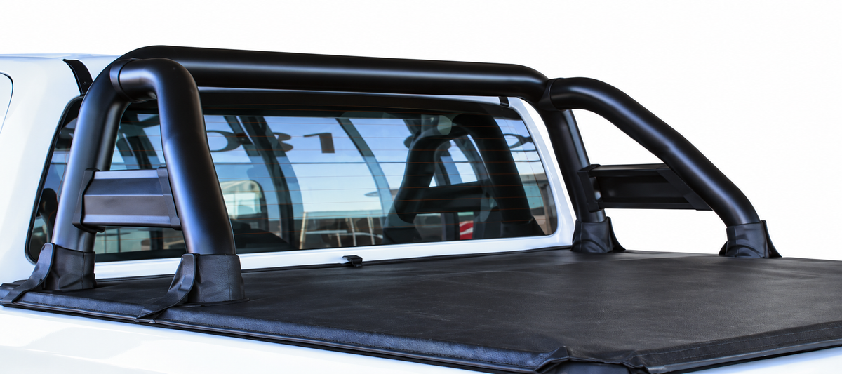 Mazda BT-50 Double Cab Black Stainless Steel Sports Bar with Side Tubes