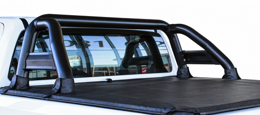 Mazda BT-50 Double Cab Black Stainless Steel Sports Bar with Side Tubes