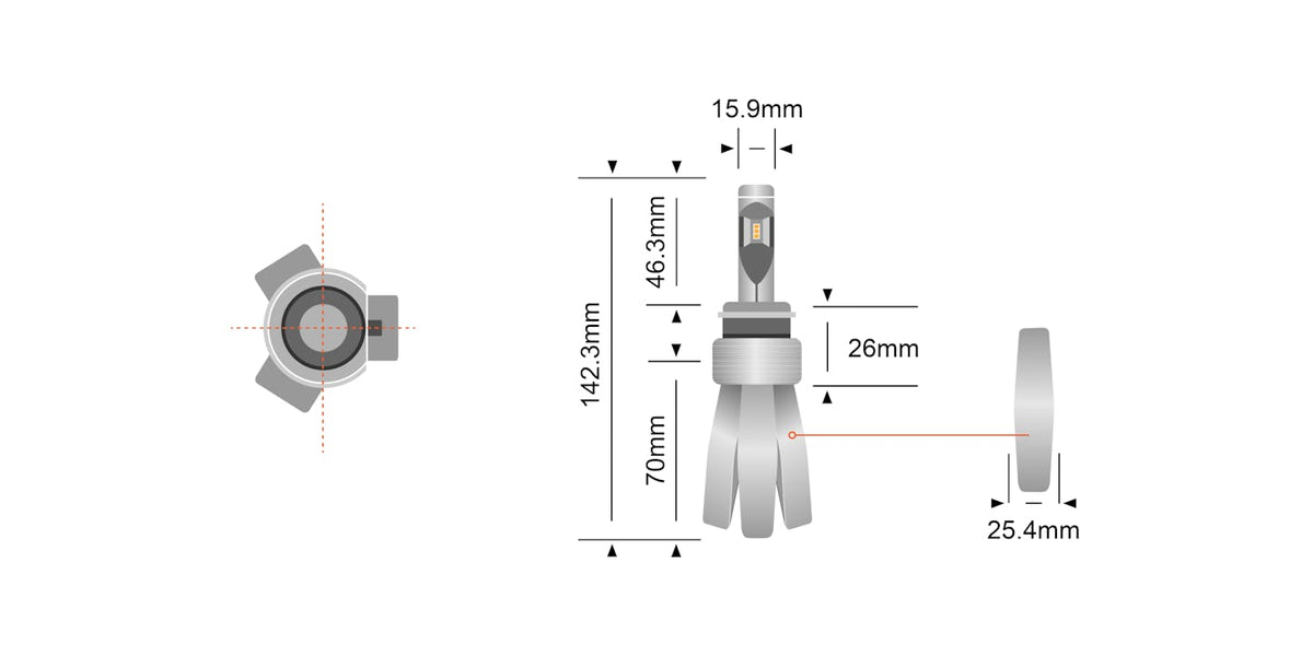 STEDI H7 Copper Head LED Headlight Globes (Pair) — view 7
