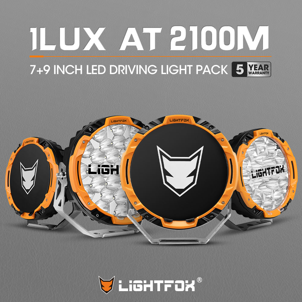 Lightfox 7-Inch + 9-Inch OSRAM LED Driving Light Bundle