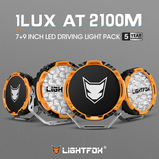 Lightfox 7-Inch + 9-Inch OSRAM LED Driving Light Bundle