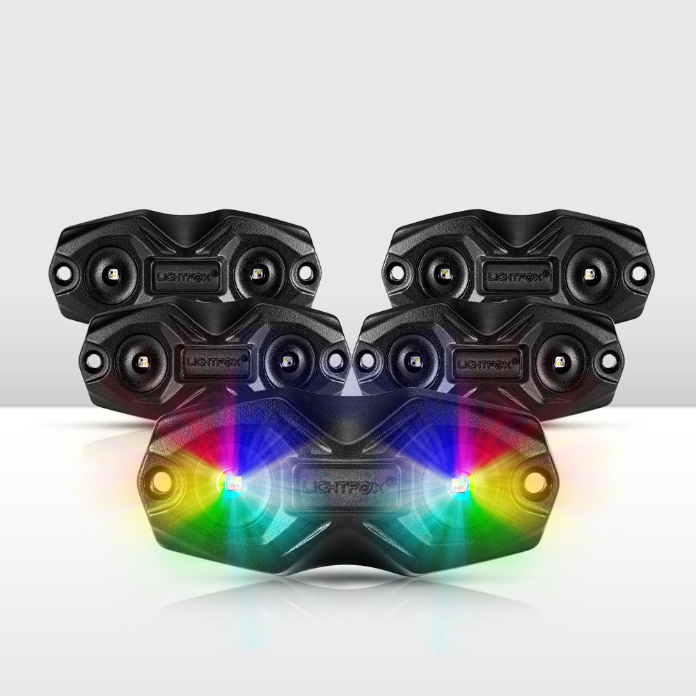 Lightfox RGBW LED Rock Lights – 4 Pack