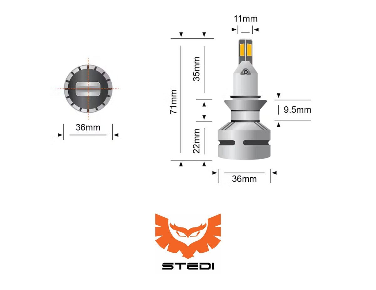 STEDI Projector H11 / H9 / H8 LED Headlight Globes (Pair) — view 2